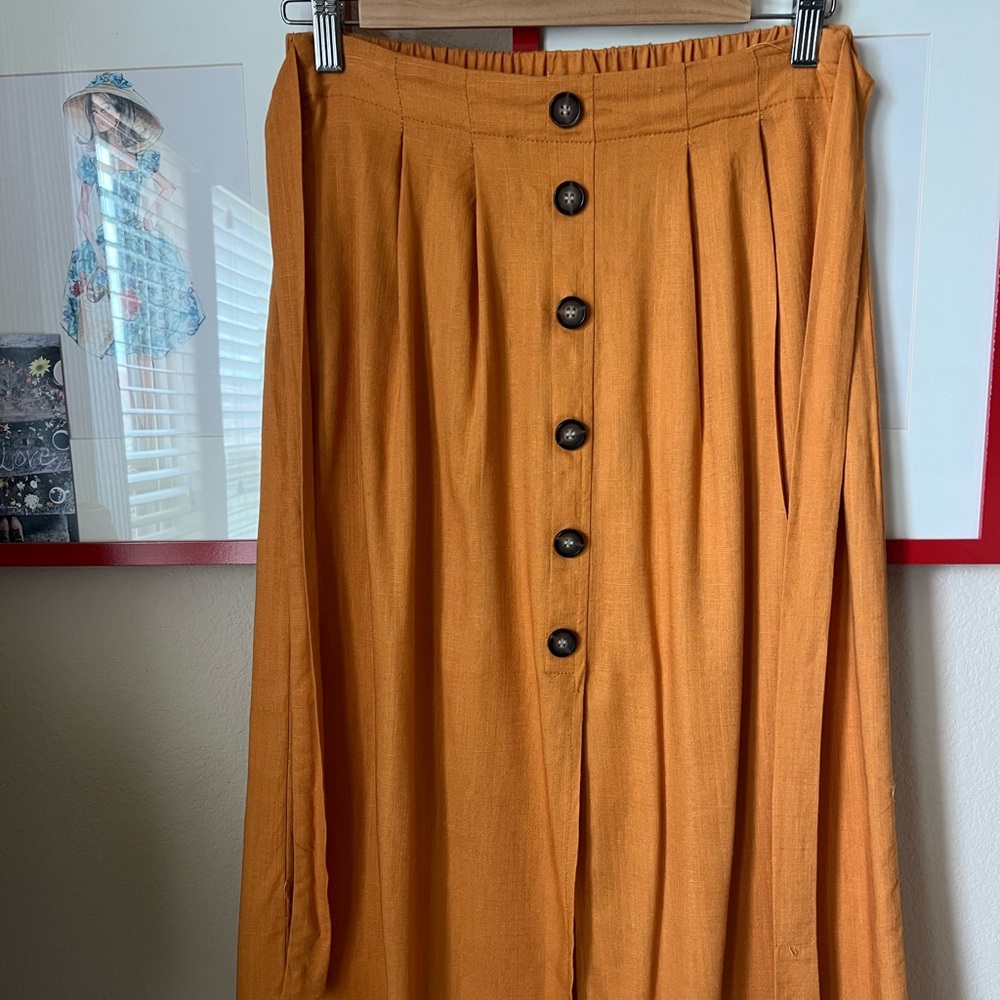 Women's Mustard/Goldenrod Button-Front Skirt